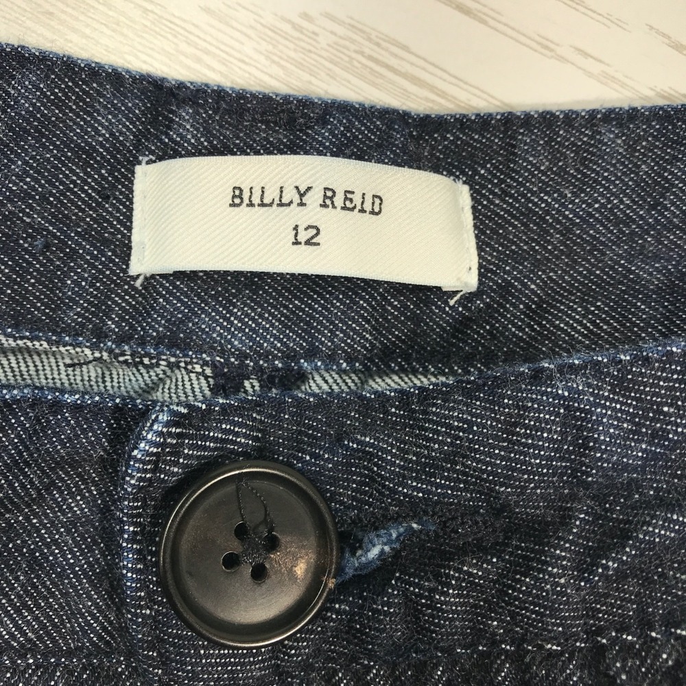 Billy Reid Womens Flare Jeans Size 12 Dark Blue 100% Cotton Front Square Pockets - Picture 9 of 13